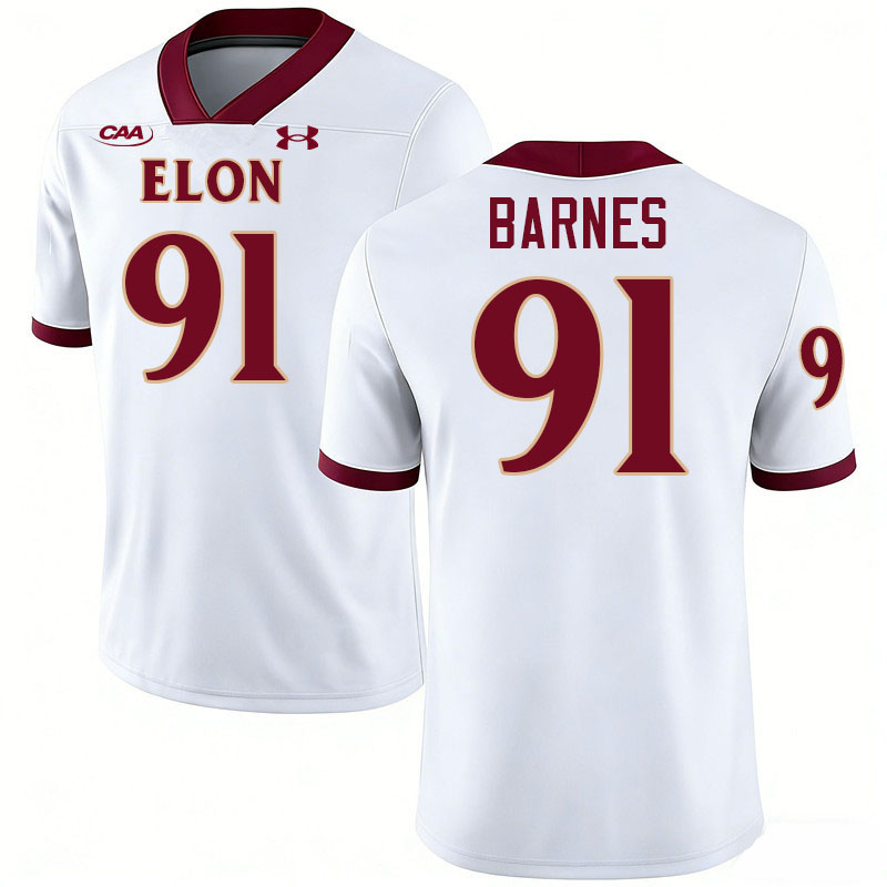 Elon Phoenix #91 Luke Barnes College Football Jerseys,Uniforms-White